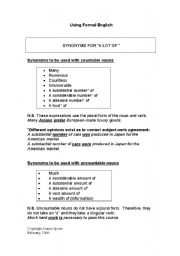 English Worksheet: Synonyms for 