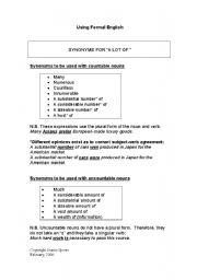 English worksheet: Synonyms for 