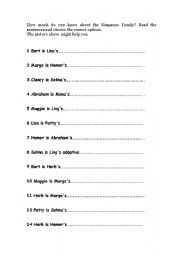 English Worksheet: The simpsons