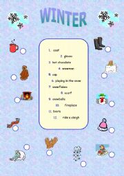 English Worksheet: Winter Vocabulary