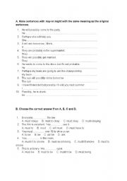 English Worksheet: may-might-must