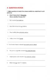 English worksheet: question word