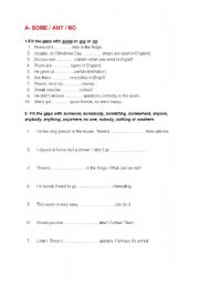 English worksheet: some any no indefinite pronouns