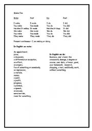 English worksheet: make and do