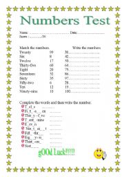 English Worksheet: NUMBERS 1-100