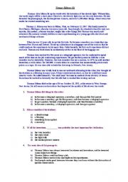 English Worksheet: Thomas Edison 