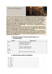 English Worksheet: harrods in figures