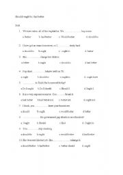 English Worksheet: should ought to had better