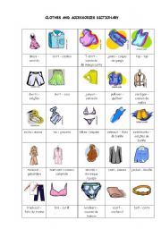 English Worksheet: Clothes and accessories picture dictionary