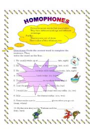 English Worksheet: Homophones