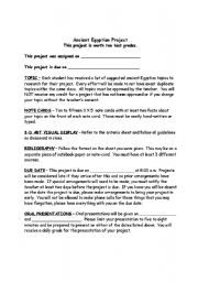 English Worksheet: Ancient Egyptian Project Requirements