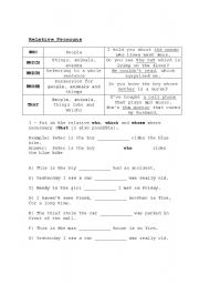 English Worksheet: Relative Clauses - Brief explanations and exercises