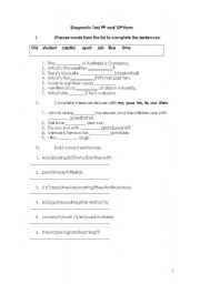 English worksheet: Diagnostic test