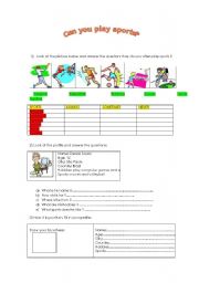 English worksheet: Can you play sports ?