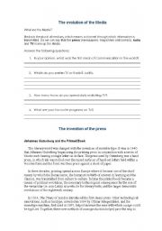 English Worksheet: The evolution of the Media