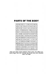 English worksheet: A puzzle about parts of the body