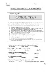 English worksheet: Back to the future