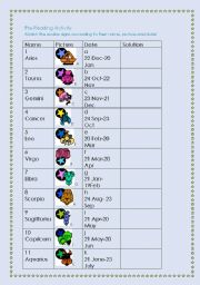 English Worksheet: Zodiac signs