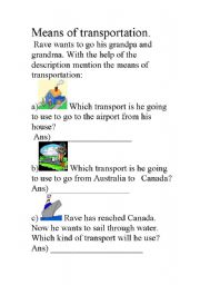 English worksheet: means of transport