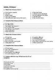 English worksheet: If clauses Activity