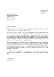 English Worksheet: applying letter
