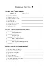 English worksheet: Present Simple Grammar Exercises Part 2