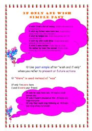 English worksheet: if only+wish+conditionals