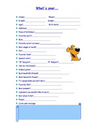 English worksheet: Whats your...