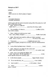 English Worksheet: Future and Going to exercises