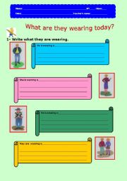 English worksheet: What are they wearing today?