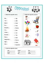 English Worksheet: opposites