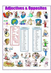 English Worksheet: Adjectives and Opposites (part 1)