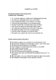 English Worksheet: Revision : Passive and Active (ENTERPRISE 2)