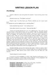 English Worksheet: writing lesson plan