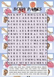 English Worksheet: BODY PARTS WORDSEARCH