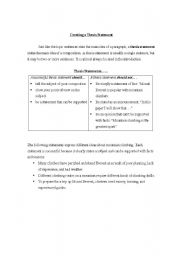 English worksheet: thesis statement