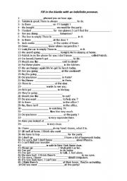 English Worksheet: indefinite pronouns exercises