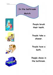 English worksheet: in yhe bathroom