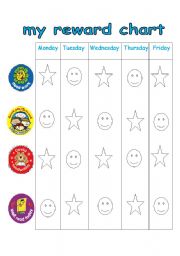 English Worksheet: weekly reward chart