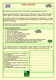 English Worksheet: Speedy, the tortoise