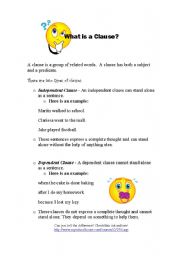 English Worksheet: What is a Clause?