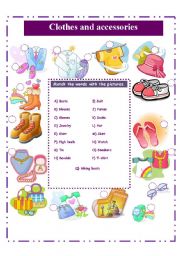 English Worksheet: CLOTHES AND ACESSORIES