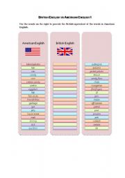 English Worksheet: BrE vs AmE