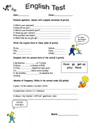 English Worksheet: simple test about simple present.........