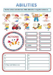 English Worksheet: EXPRESSING ABILITIES