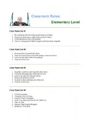 English Worksheet: classroom rules