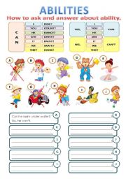 English Worksheet: ABILITIES