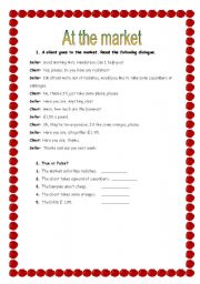 English worksheet: at the market