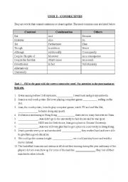 English Worksheet: Conjunctions and connectives
