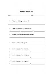 States Of Matter Test